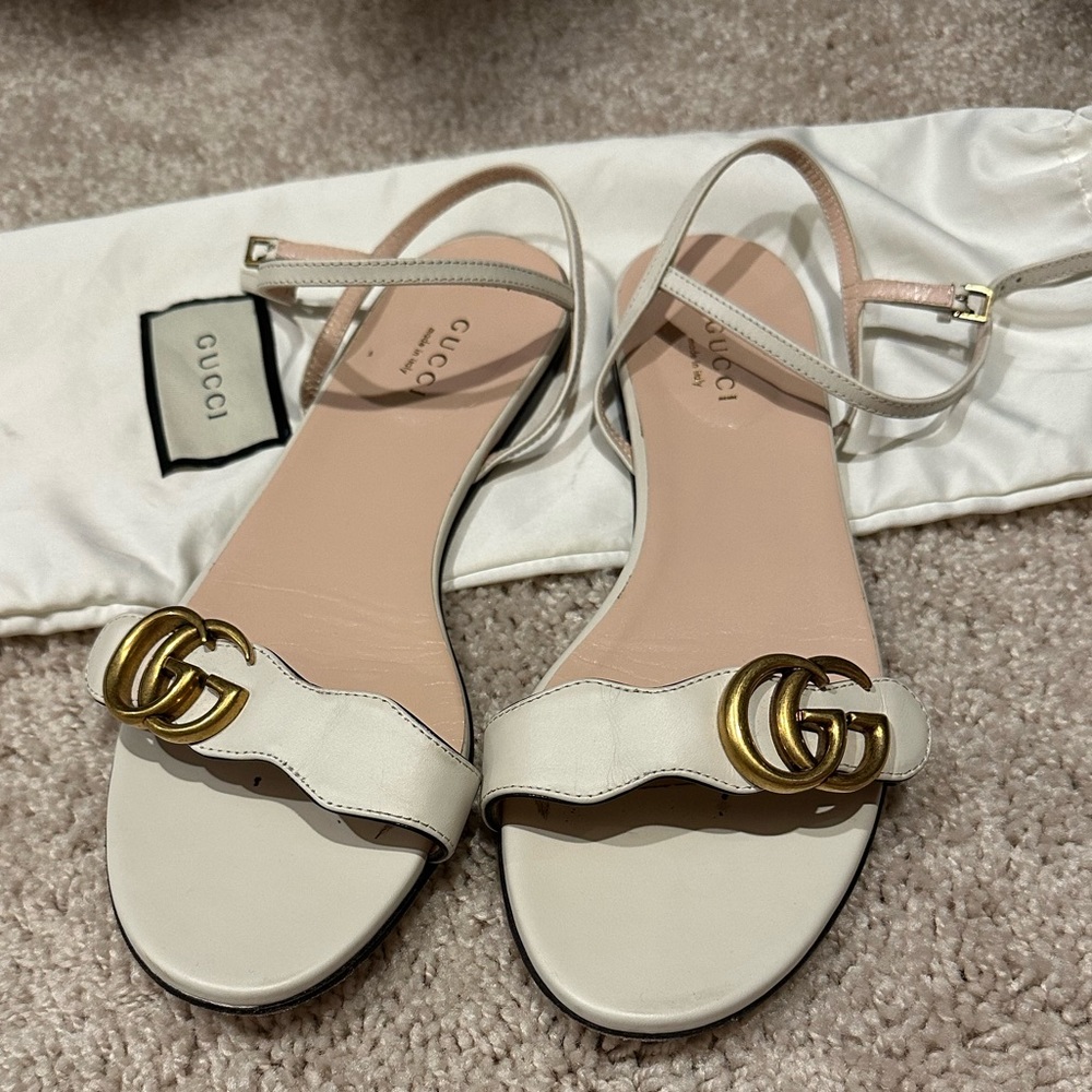 Gucci Marmont cream Sandals GG